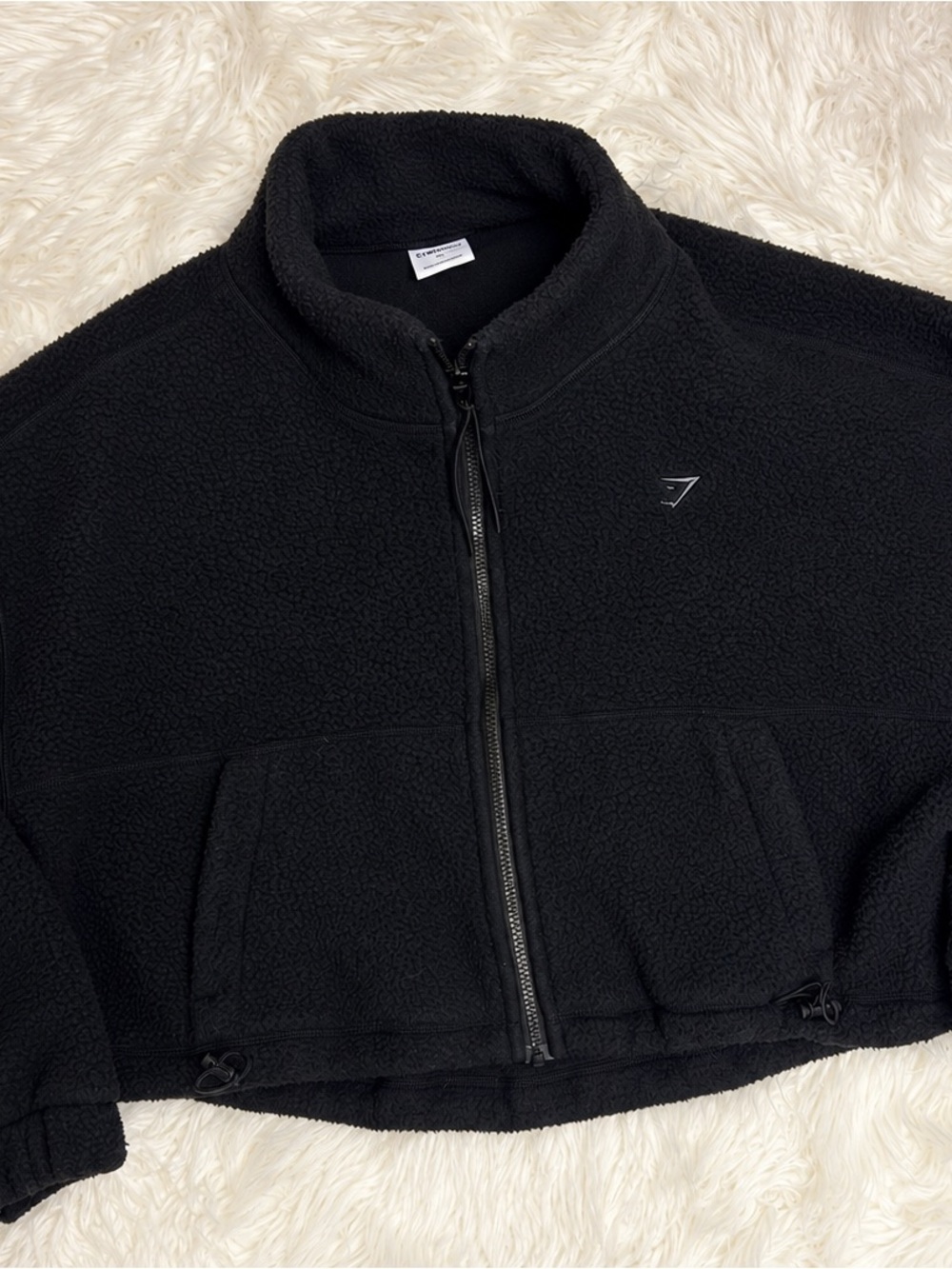Gymshark Black Sherpa Fleece Cropped Zip Jacket Women’s XL
